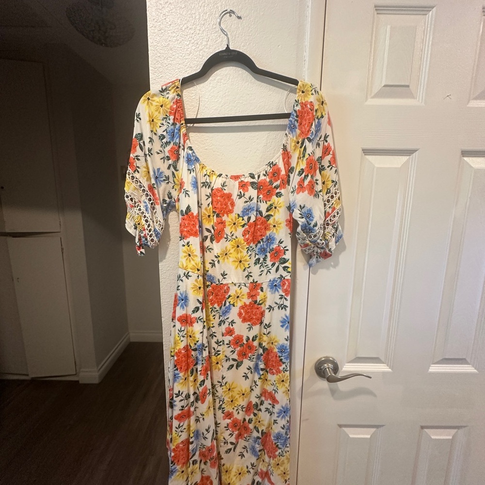 Lost + Wander Floral Maxi Dress in Red, Yellow, and Blue